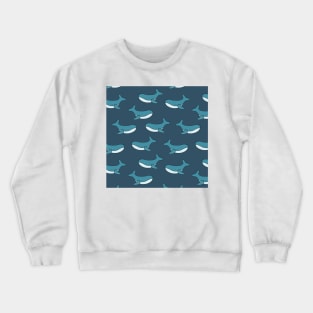 Cute whale in blue ocean Crewneck Sweatshirt